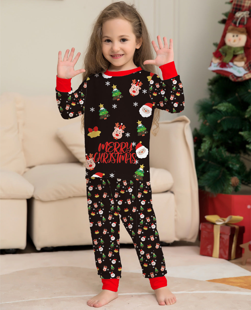 Family Matching Baby Dog Alphabet Christmas Parent-child Pajamas