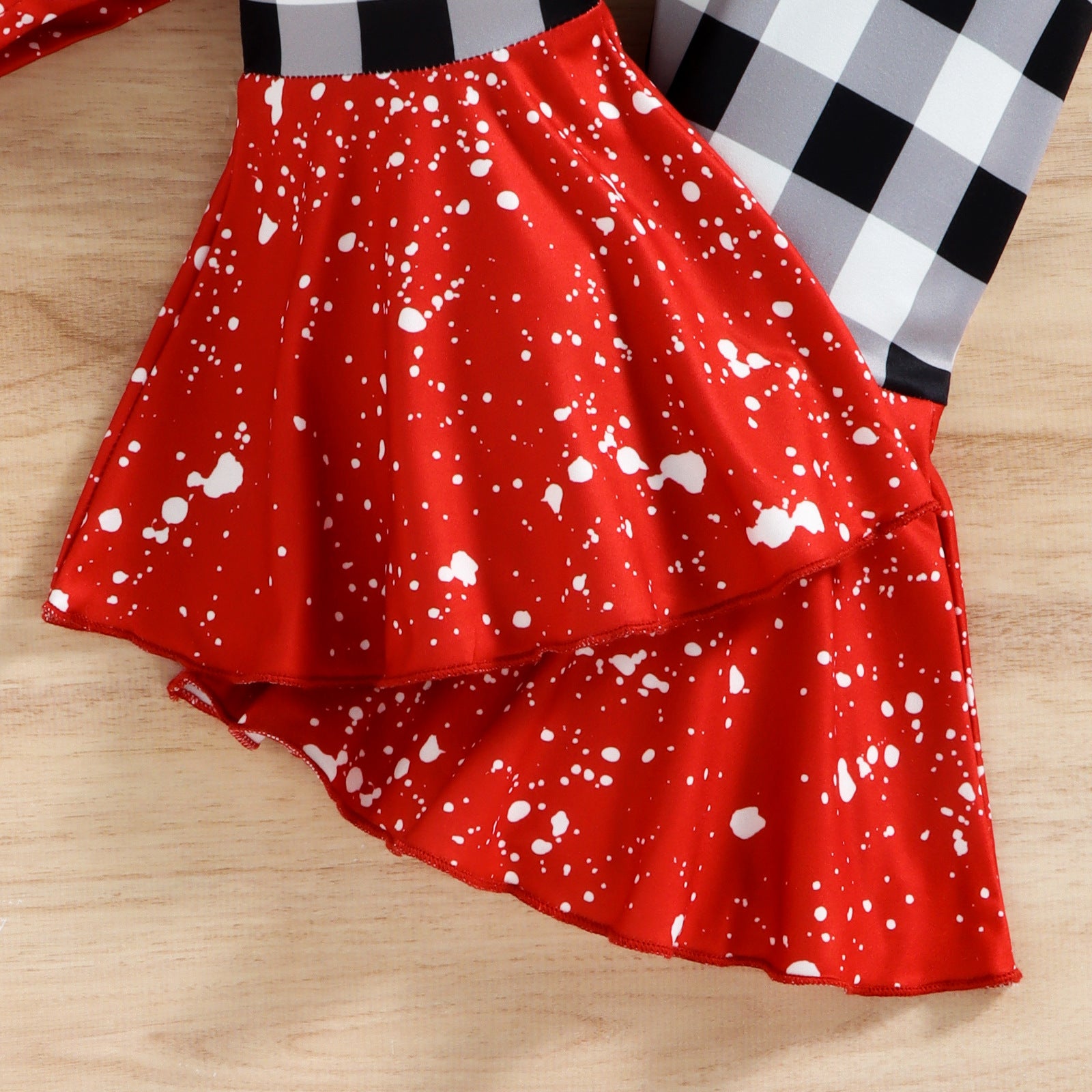 Kid Baby Girl Christmas Cartoon Printed Plaid Bell Bottoms Sets 2 Pcs
