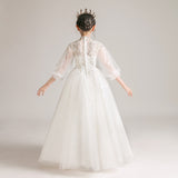 Kid Girls White Princess Flower Little Host Dresses