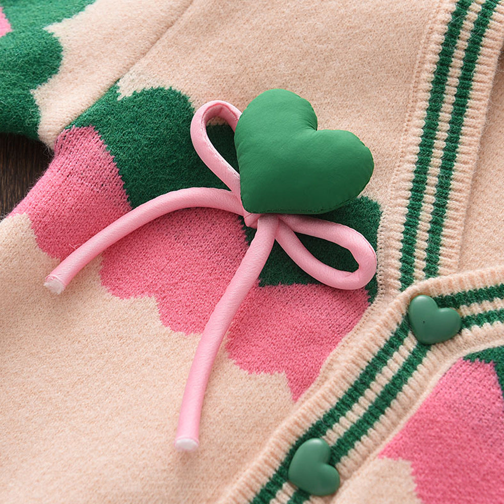 Kid Baby Autumn Knitted Cardigan Contrast Knitted Cute Sweater