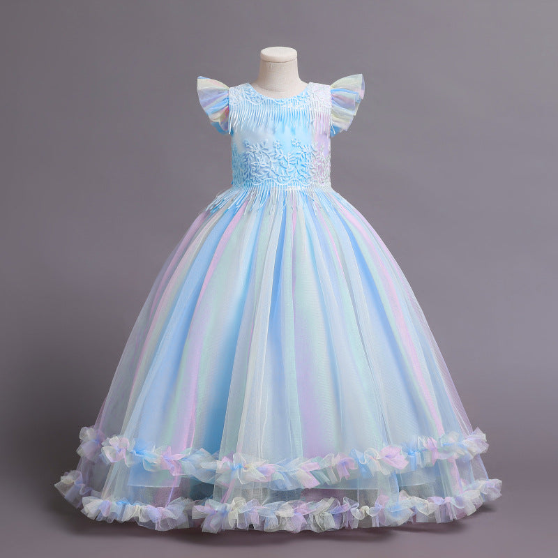 Kid Girls New Princess Long Summer Piano Performance Dresses