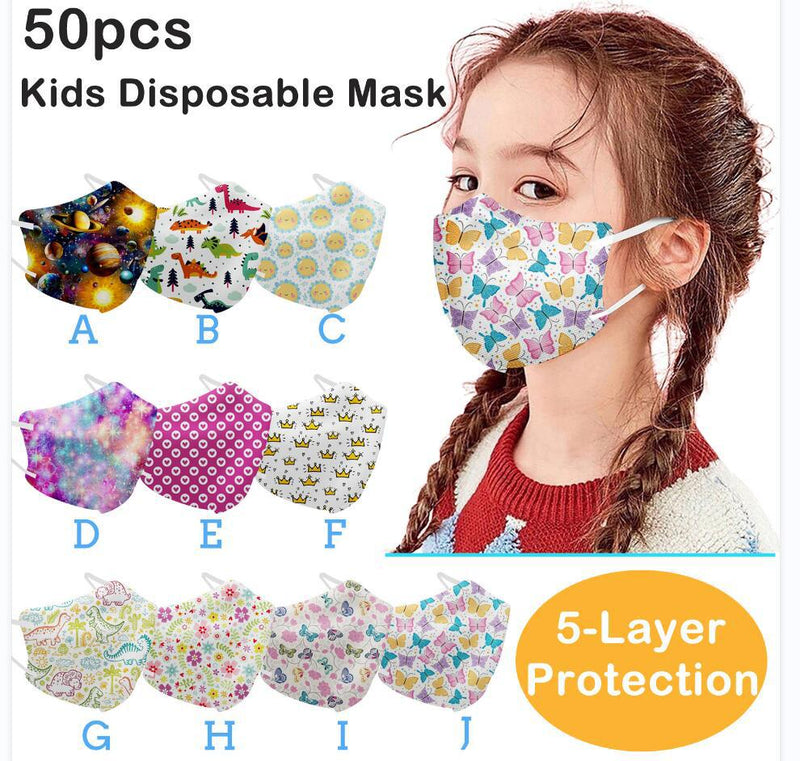 Kid Butterfly 3D Spiny Printing Mask 50 Pcs
