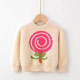 Kid Baby Girl Winter Mink Cashmere Pullover Sweater