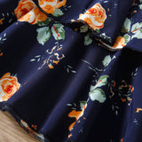 Kid Baby Girl Autumn Rose Print Multi-layer Long-sleeved Flower Dress