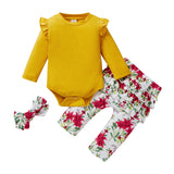Baby Girl Long-sleeve Flower Print 2 Pcs Set
