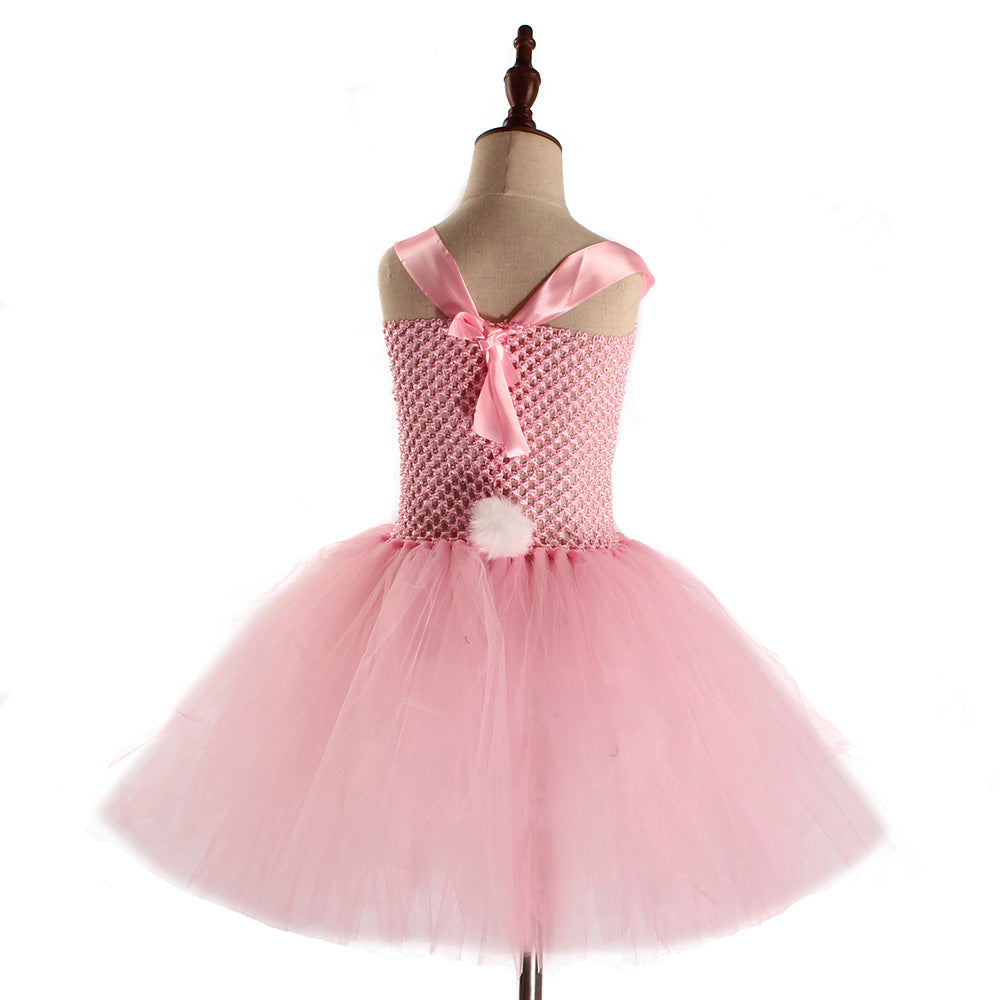 Kid Baby Girl Easter Bunny Plush Rabbit Ears Princess Dress