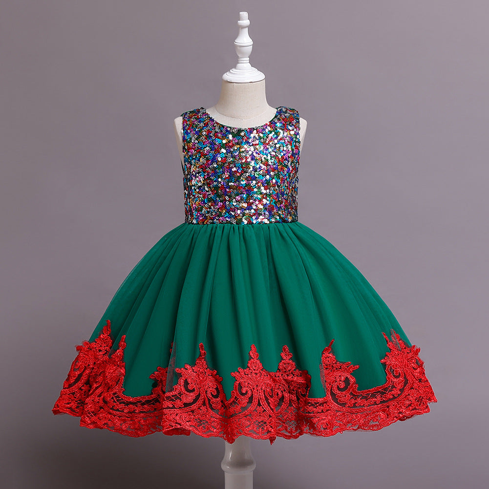 Kid Baby Girl Princess Sequins Sleeveless Flower Wedding Christmas Dresses