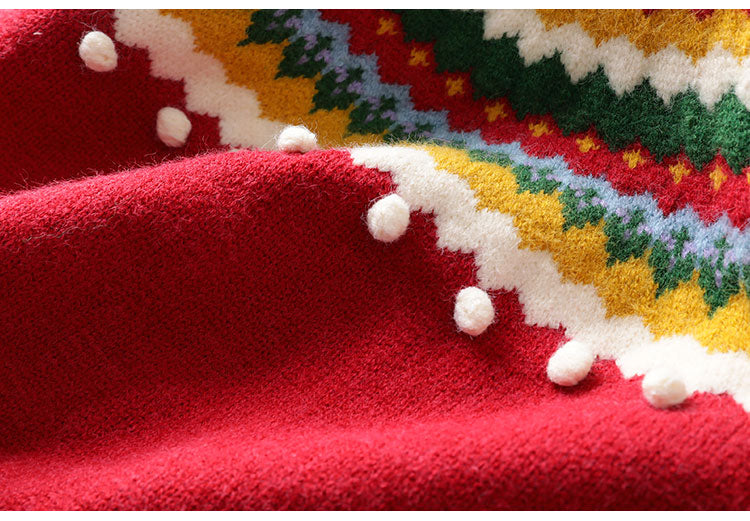 Kid Baby Girl New Year Retro Cashmere Sweater