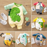 Baby Boys Premium 6 Dinosaur Pattern Bodysuit Romper