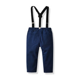 Kid Baby Autumn Boys Suit Bow Tie Long Sleeve Suspenders 4 Pcs Sets