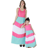 Family Matching Parent-child Stitching Stripe Sleeveless Dress
