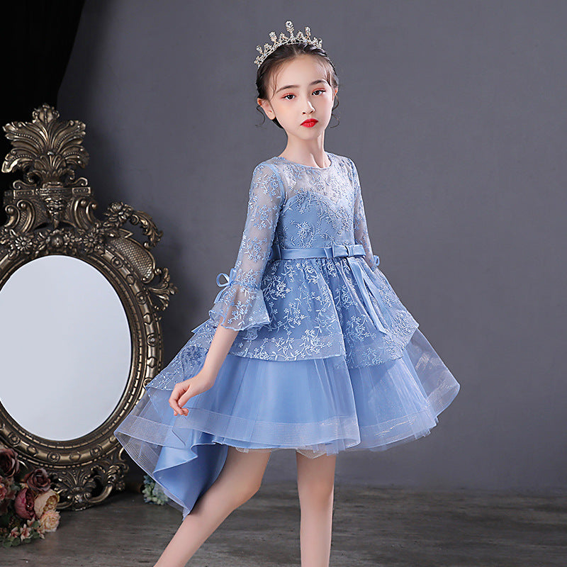 Kid Girl Princess Spring Autumn Mesh Sleeve Fluffy Mesh Dresses