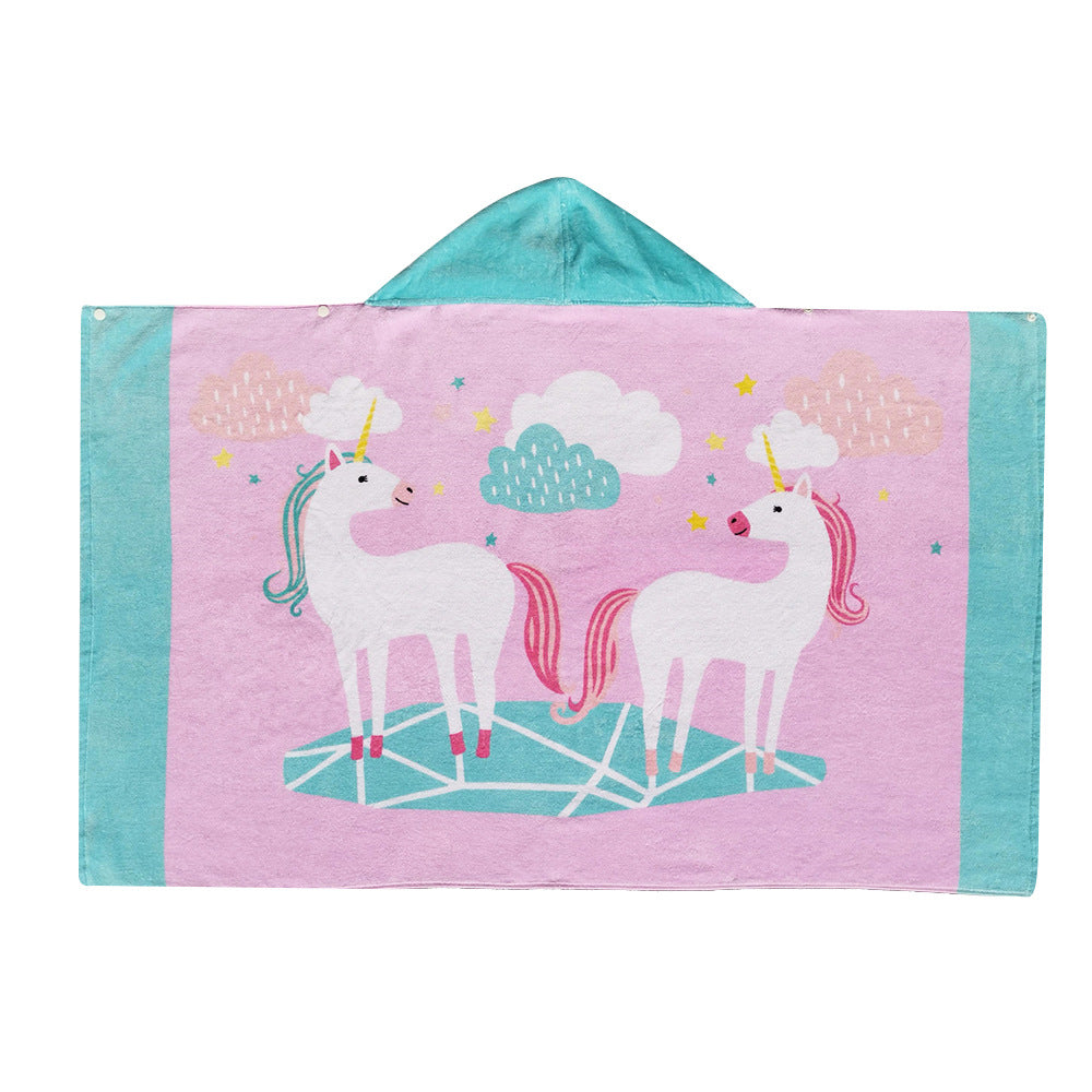 Baby Bathrobe Cartoon Bath Towel Robe Hooded Cloak Beach Towel Pajamas