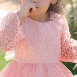 Kid Baby Girl Princess Lace Sleeve Gauze Flower Dresses