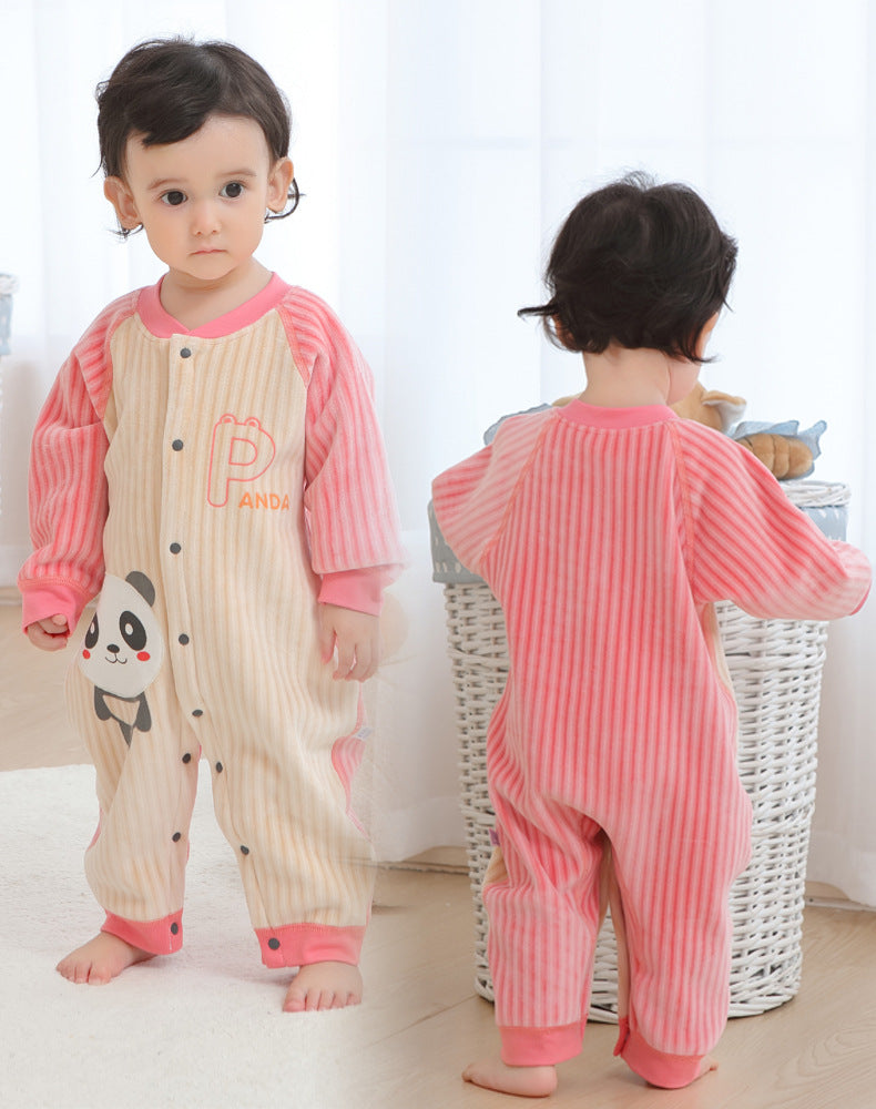 Baby Boy Girl Autumn Winter Bodysuit Plus Fleece Plus Thick Romper