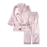 Kid Baby Boy Girl Pajamas Silk Satin Solid Button-Down Nightgown Sleepwear