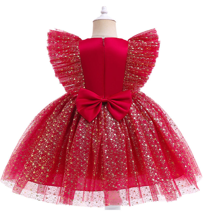 Kid Baby Girl Christmas Popular First Year Mesh Princess Dress