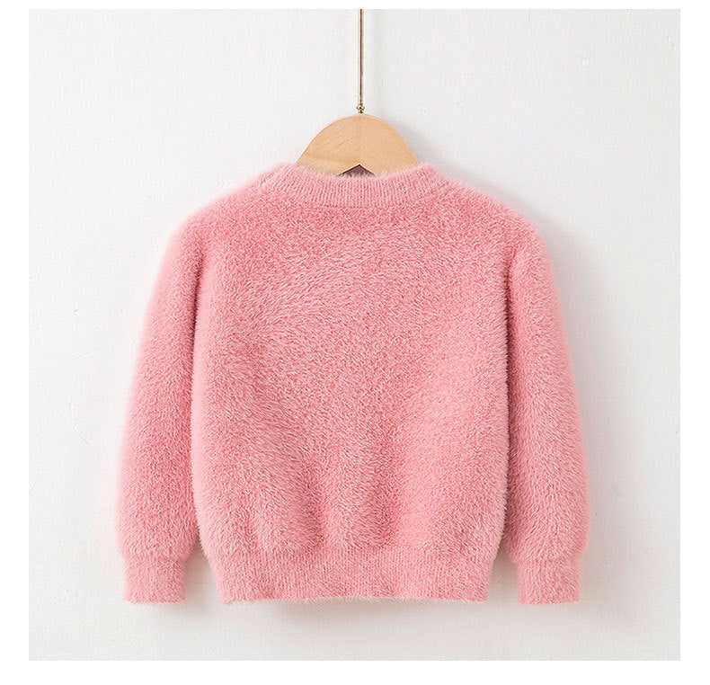 Kid Baby Girl Winter Mink Cashmere Pullover Sweater