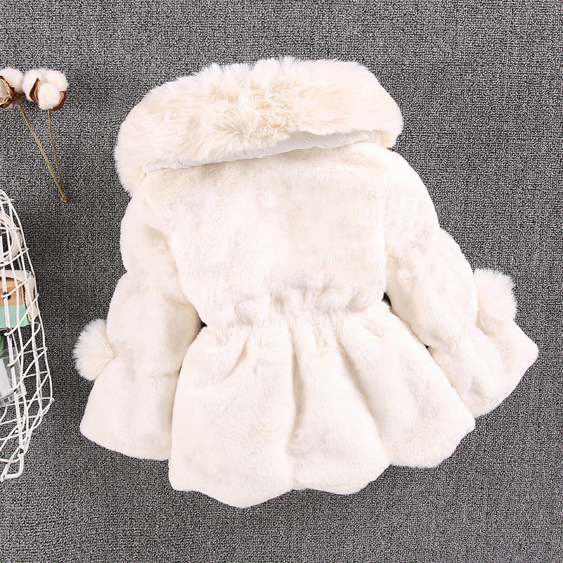 Kid Baby Girls Autumn Winter Woolen Imitation Fur Wool Thickened Jacket Coats