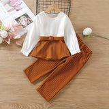 Kid Baby Girls Autumn Striped 2 Pcs Sets