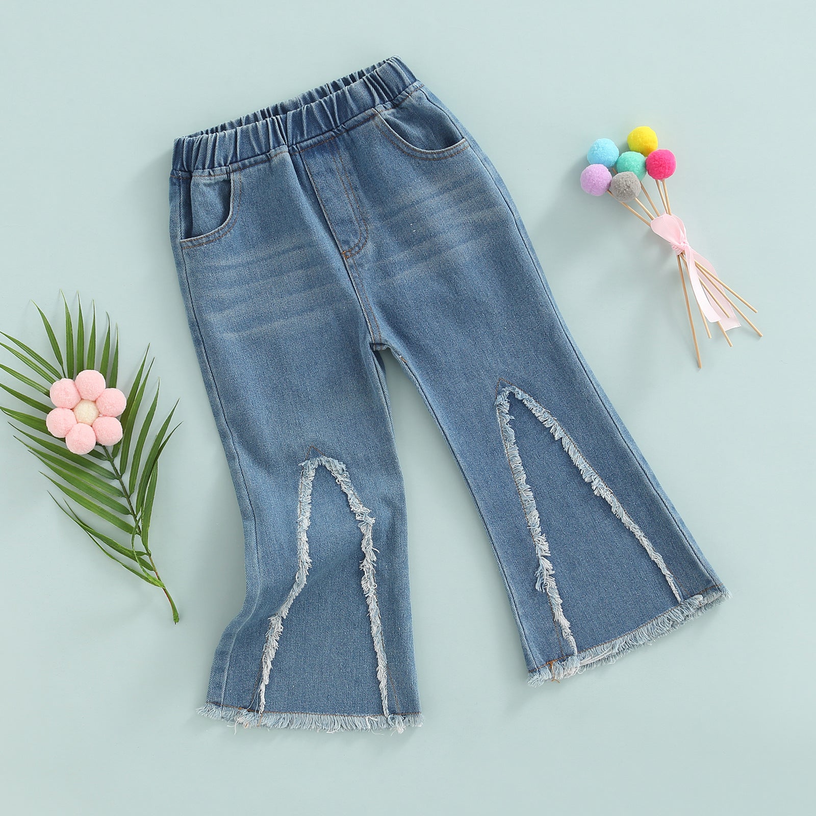 Spring Summer Kids Baby Girls Jeans Pants Denim Trousers
