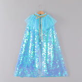 Kid Baby Girls Halloween Mermaid hiny Cloak Going Out Coats