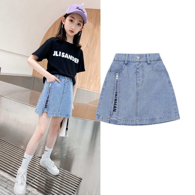 Kid Girls Short Skirt Summer Zipper Embroidered Skirts