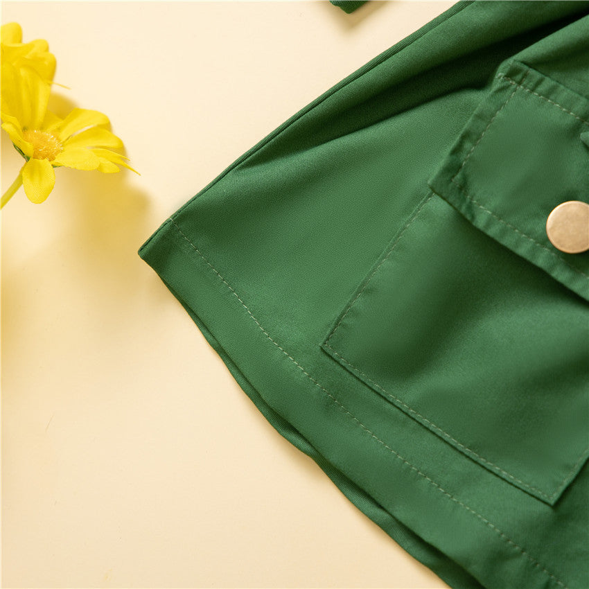 1-6Y Kid Baby Girls Long Sleeve Waist Windbreaker Dresses