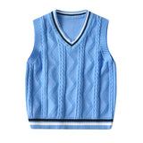 Kid Baby Boy Round Neck Jacquard Knit Waistcoat Pure Cotton Sweater Vest