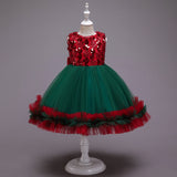 Kid Baby Girls Big Sequins Gauze Bow Tie Princess Pompous Dresses