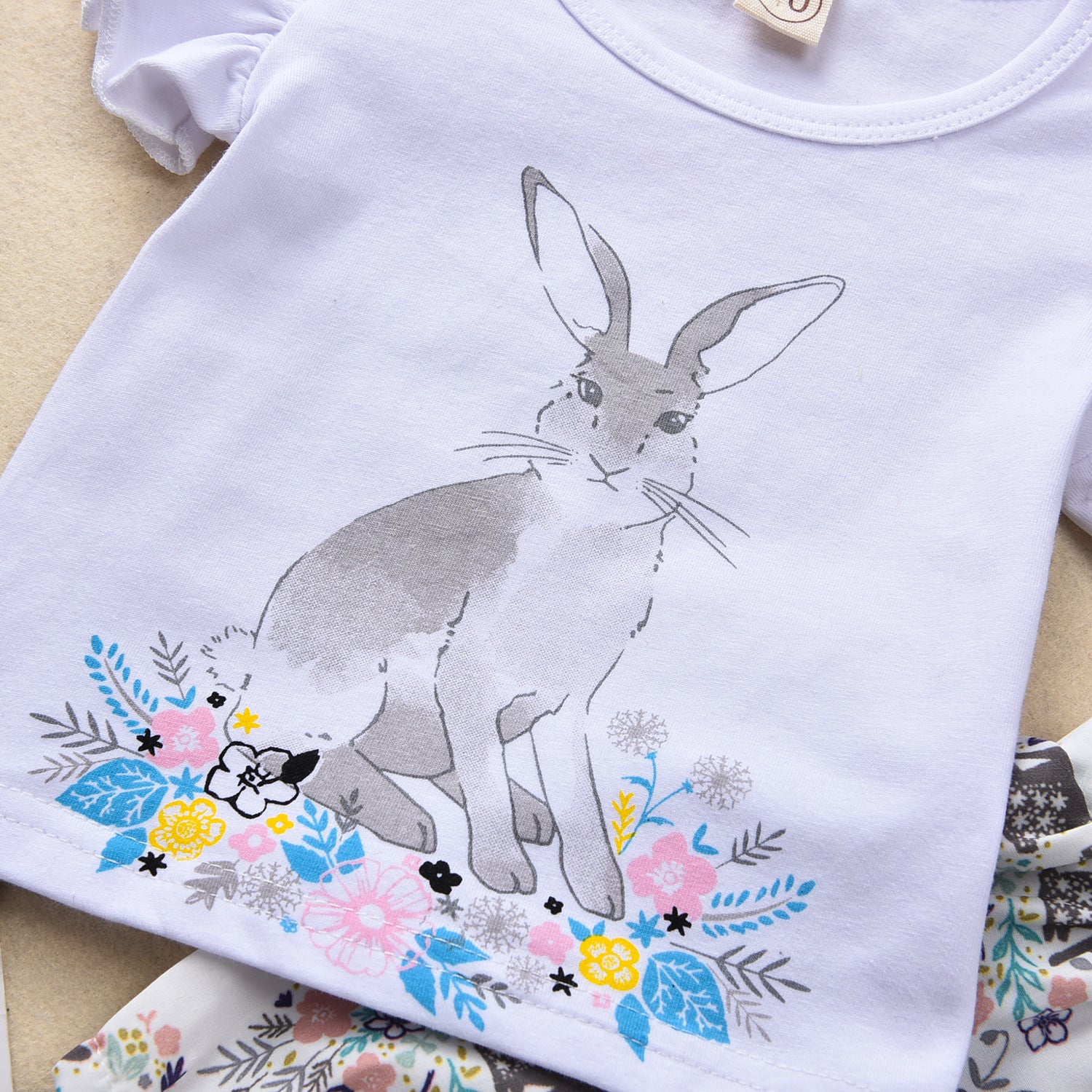 Baby Easter White Rabbit Printed Shorts 3 Pcs Set