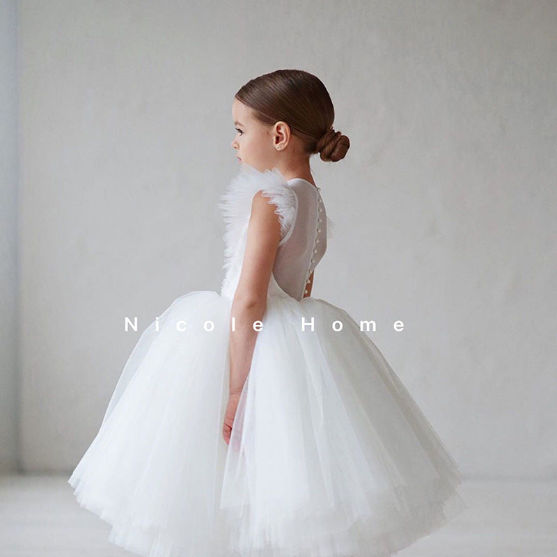 Kid Baby Girl Pompous Yarn Catwalk Birthday Princess Dresses