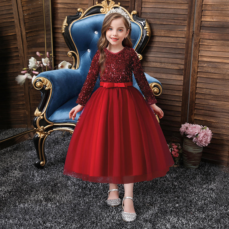 Kid Girls Long Sequined Princess Dresses