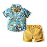 Kid Baby Boys Four Seasons Plaid Long Sleeve 2 Pcs Sets