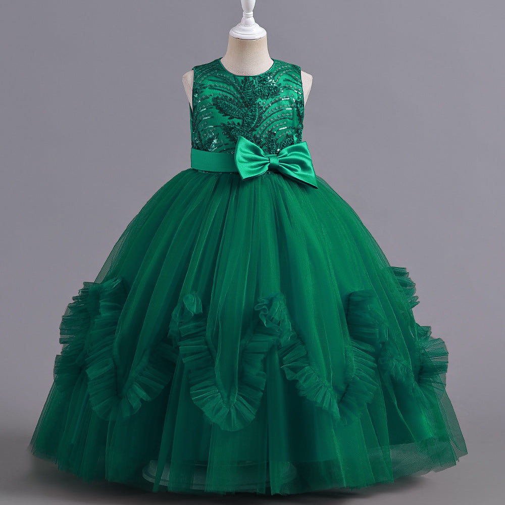 Kid Girl Evening Gown Catwalk Piano Performance Princess Dresses