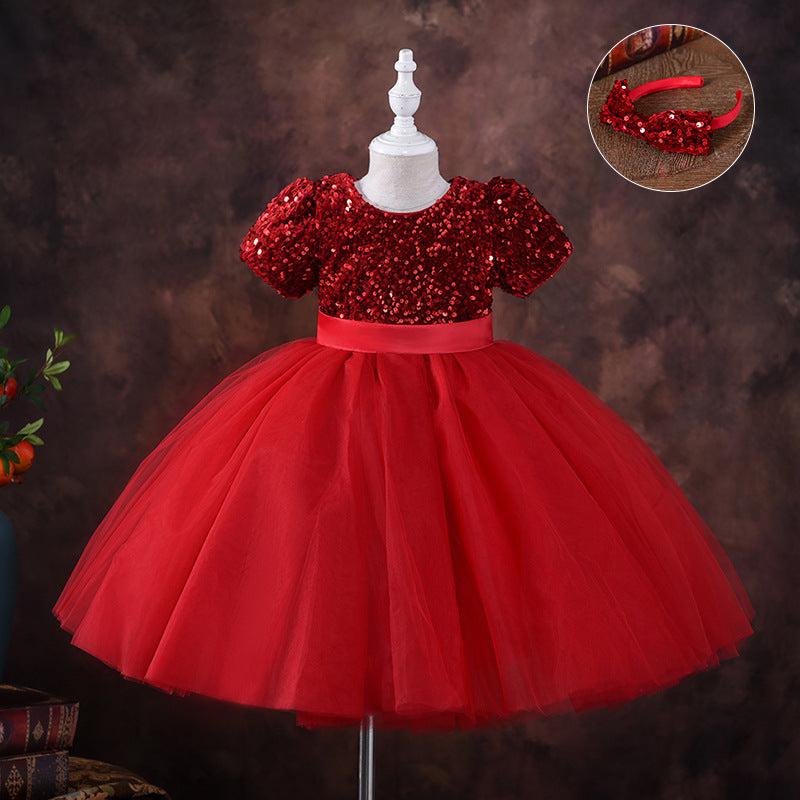 Kid Girl Princess Summer Korean Sequin Piano Dresses