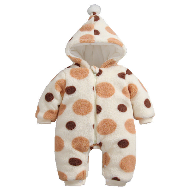 Baby Boy Girl Clamped Cotton Onesie Plus Velvet Thickened Rompers