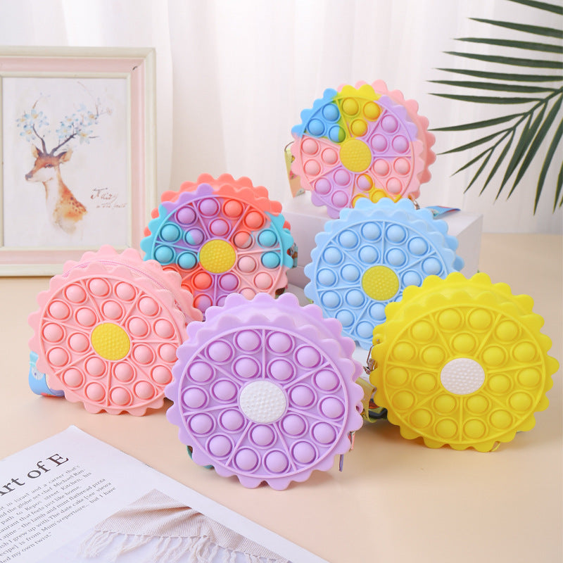 Kid Zero Wallet Pressing Silicone Sunflower Strawberry Pineapple Mini Cute Bag