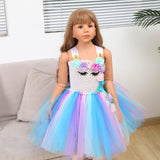Mesh Kid Girl Flower Tutu Festival Unicorn Ballet Princess Tutu Dress
