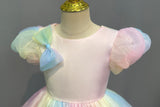Kid Girl Dress Princess Summer Bow Bubble Sleeve Gauze Dresses