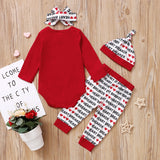 Baby Boy Suit Valentine's Day Print Halter 3 Pcs Sets