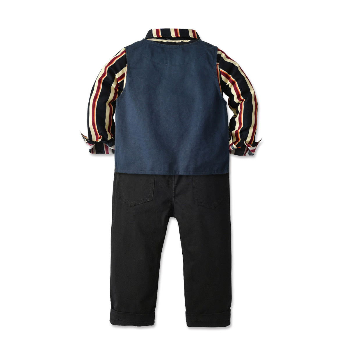 Kid Baby Boy Long-sleeved Striped Gentleman Suits 4 Pcs Sets