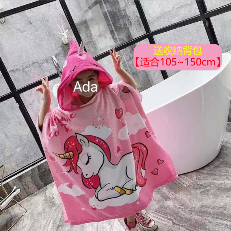 Kid Baby Boy Girl Bath Towel Cotton Hooded Cloak Beach Towel Pajamas