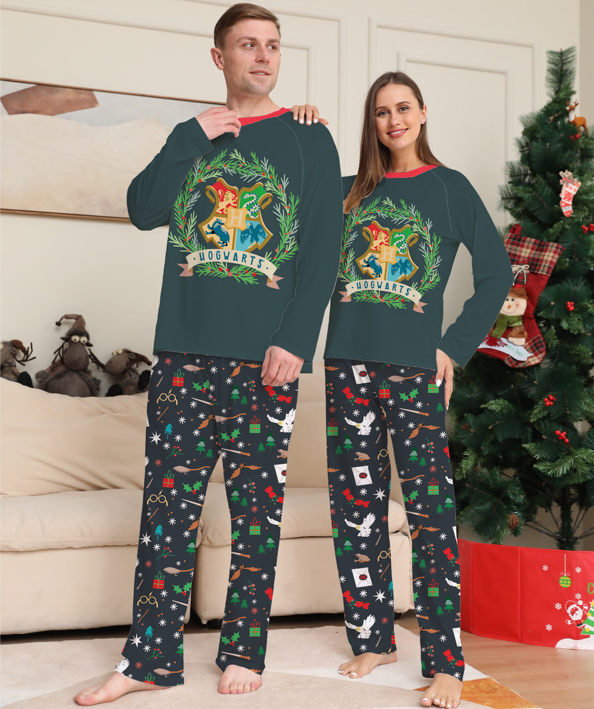 Family Matching Christmas Suit Halloween Cartoon Print Pajamas
