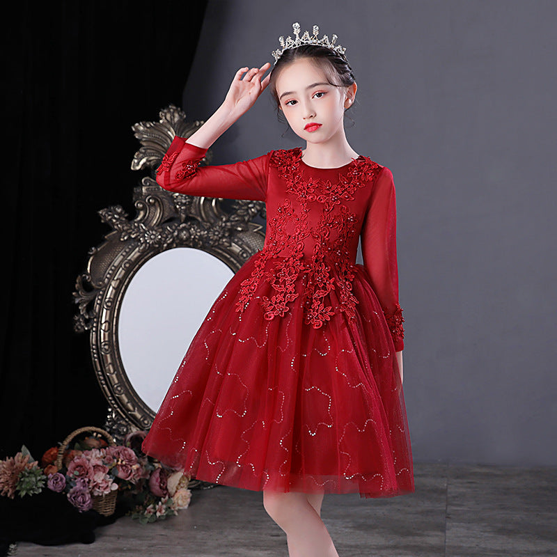 Autumn Spring Kids Girl Princess Formal Pengant Dresses