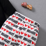 Baby Girl Suits Letters Heart Printed Long Sleeve 3 Pcs Sets