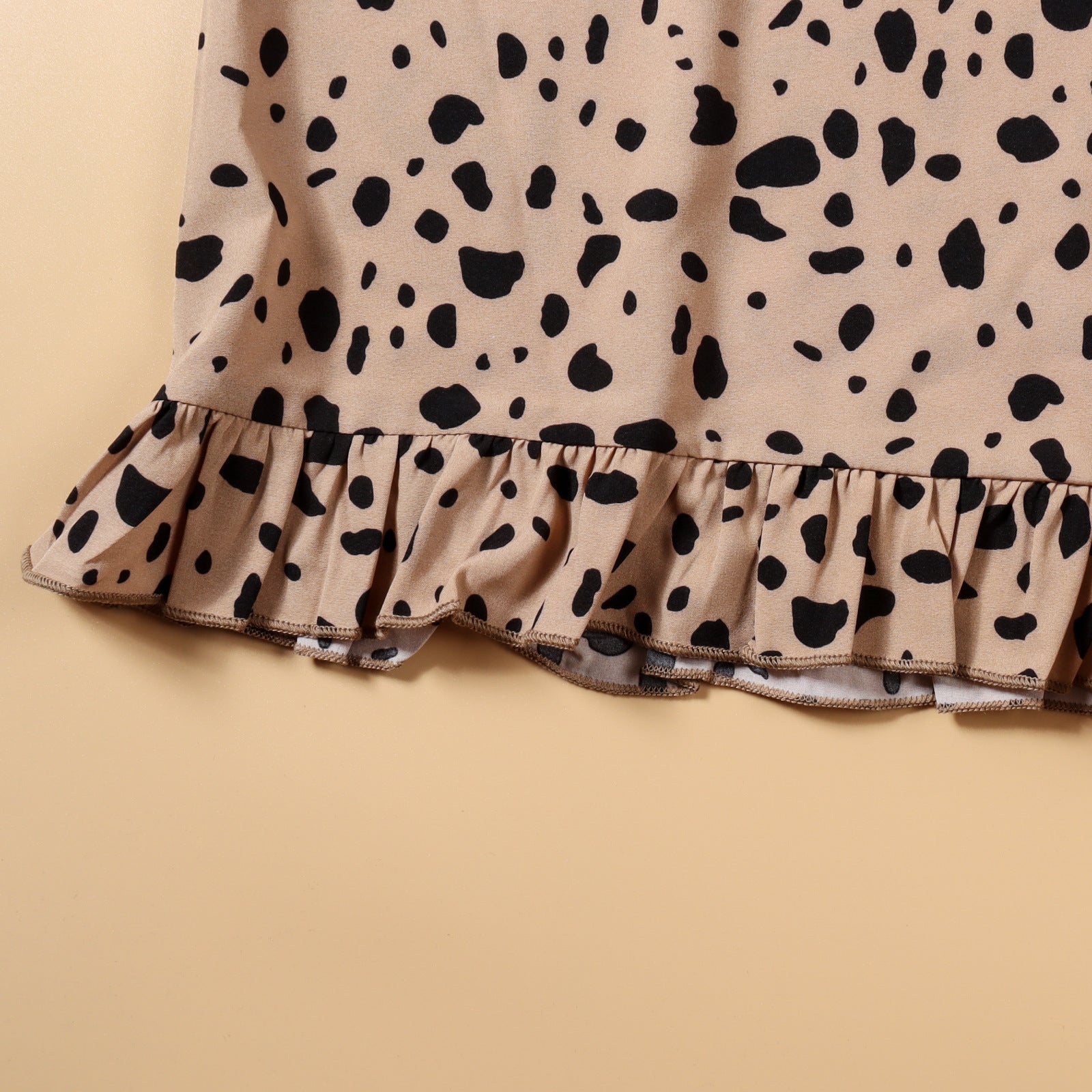 Family Matching Mother-daughter Leopard Print Short Sleeve Flounces Dresses