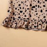 Family Matching Mother-daughter Leopard Print Short Sleeve Flounces Dresses