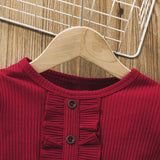 Kid Baby Girl Infant Long Sleeve Pit Splicing Spring Flower Dresses