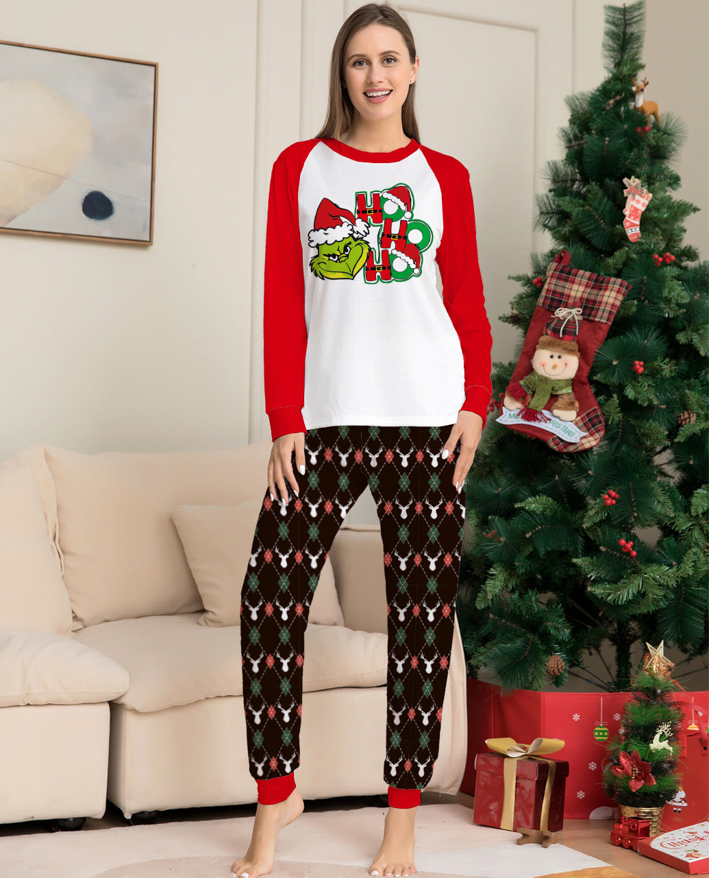 Family Matching Strange Letters Christmas Parent-child Printed Pajama
